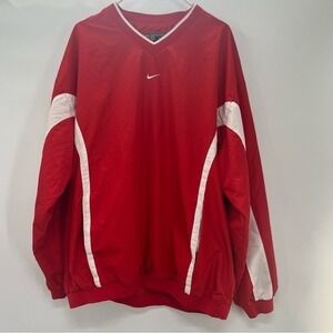 Nike Team Clima-Fit Pullover Windbreaker Red White Men's XL V-Neck Korea Vintage